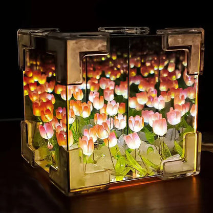 DIY Tulip Mirror Cube Lamp