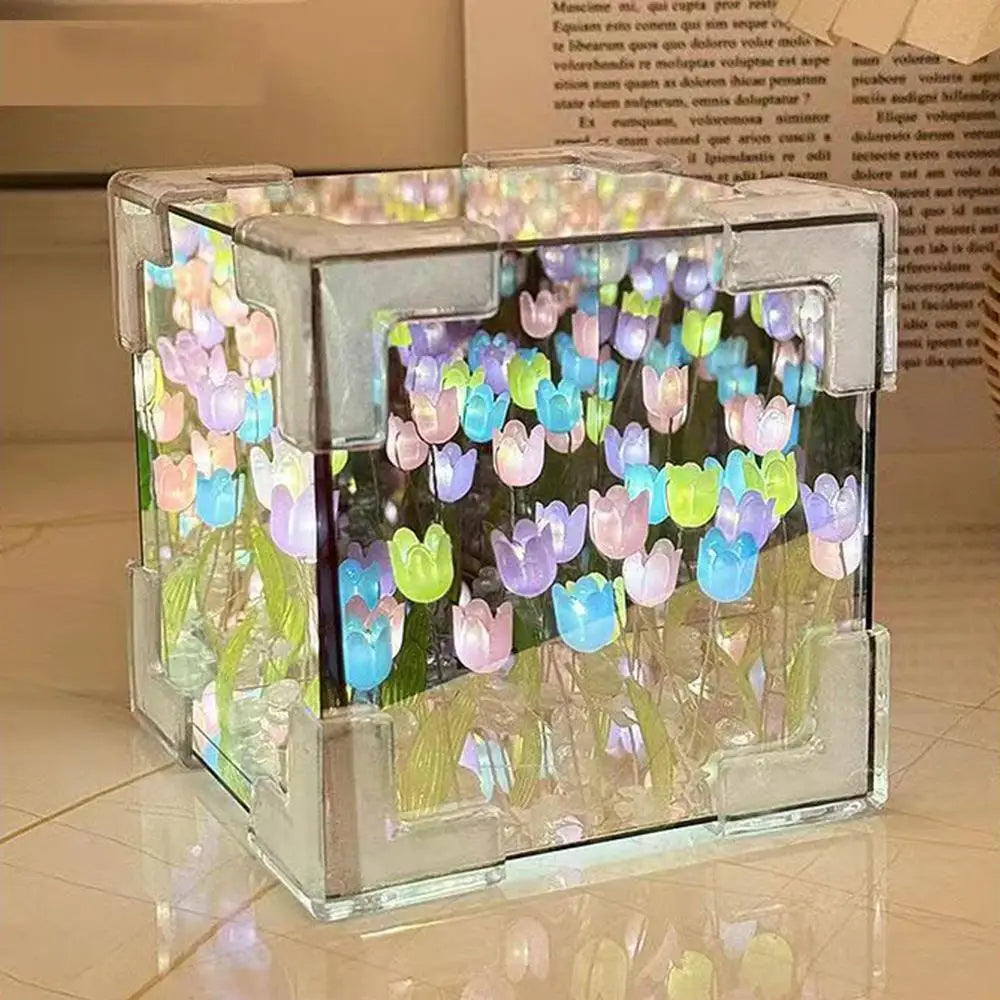 DIY Tulip Mirror Cube Lamp